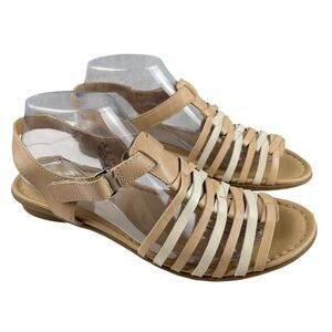 Naturalizer N5 Comfort Wade Women's Sandals 8.5 M Beige Leather Strappy Open Toe